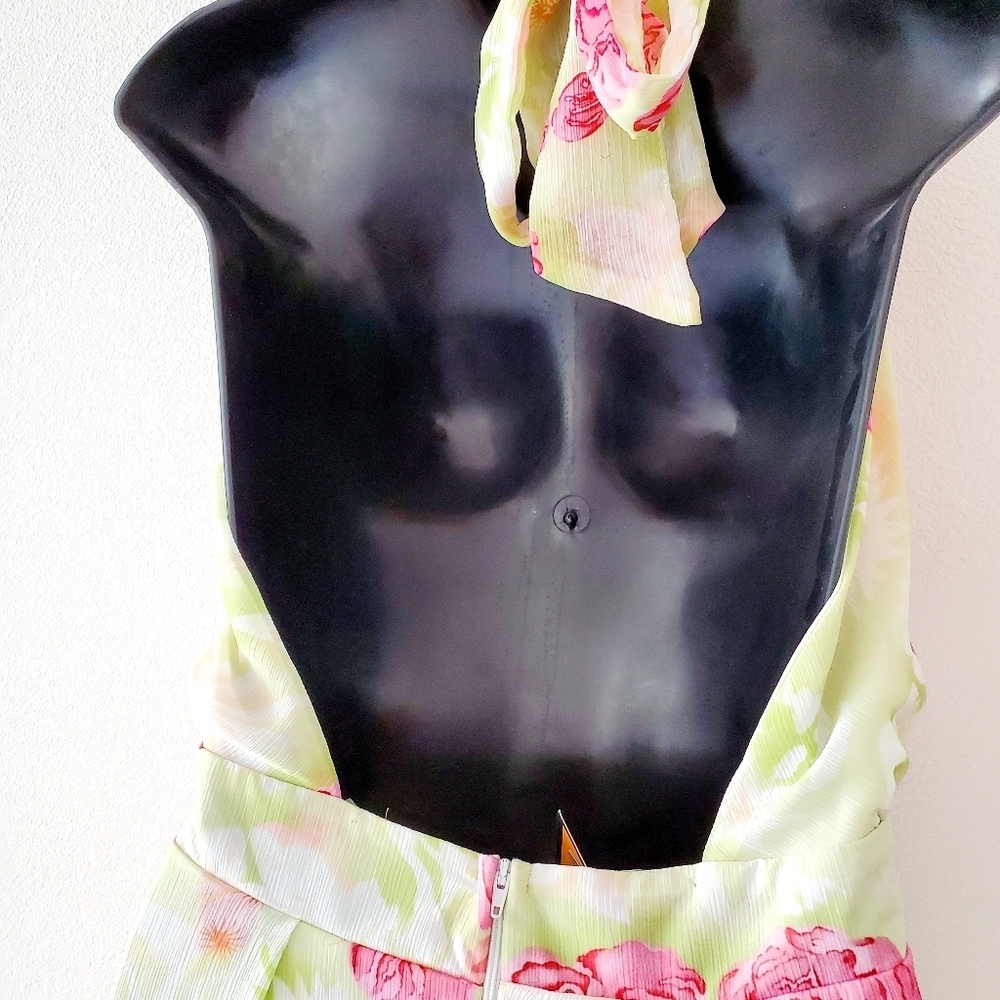 Ella Samani Women's Pink Floral Halter Neck Slim Maxi Dress Size M - Picture 7 of 10